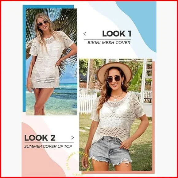 Crochet Cover Up Loose Fit Polyester Beach Dress Swimwear